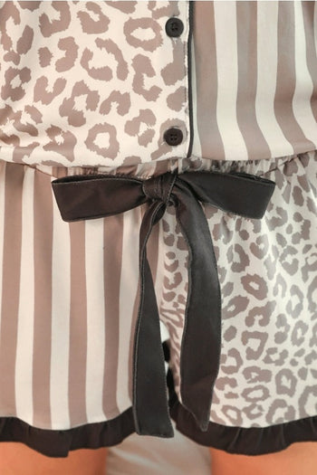 Bella and Stripes Ruffle Pajama Set by Jess Lea in Neutral