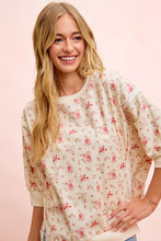 Load image into Gallery viewer, BiBi OVERSIZED Washed Twill Floral Print Top in Cream/Red Floral
