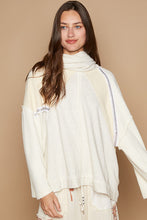 Load image into Gallery viewer, POL OVERSIZED Thermal and Terry Knit Oversized Top with Stud Trim Details in Oatmeal
