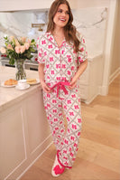 Jess Lea Pretty Lattice Bow Ruffle Pajama Set in Multi