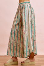 Load image into Gallery viewer, BiBi Floral Eyelet Side Elastic Waist Wide Leg Pants in Teal
