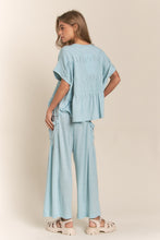 Load image into Gallery viewer, J.nna Solid Color Smocked Top in Celeste Blue
