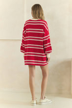 Load image into Gallery viewer, Veveret Coastal Breeze Stripe Sweatshirt Dress in Red Combo
