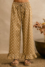 Load image into Gallery viewer, So Me Polka Dot Print Waist Elastic Ruffle Pants in Beige/White
