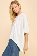 Load image into Gallery viewer, Davi &amp; Dani OVERSIZED Solid Color Top with Pearl Embellishments in Heather Cream
