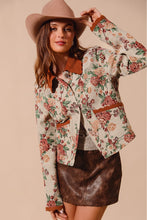 Load image into Gallery viewer, So Me Floral Jacquard Jacket with Corduroy Details in Floral
