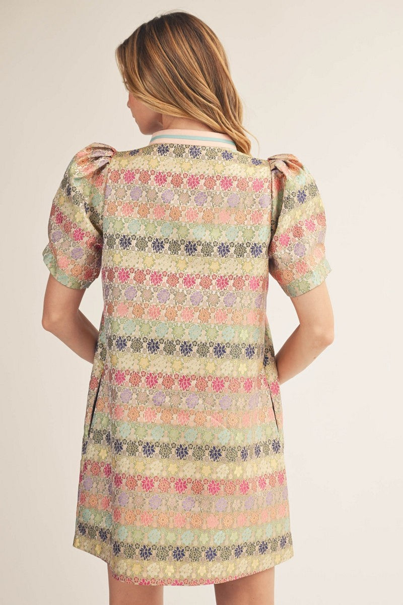 Jodifl Floral Jacquard Dress in Blush – June Adel