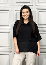 Load image into Gallery viewer, Lucy Sparks Turtle Cowl Neck Linen Blend Top in Black
