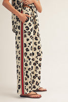 Jodifl Side Color Band Accent Leopard Pants in Red/Animal