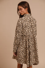 Load image into Gallery viewer, BiBi Leopard Print Washed Denim Button Down Dress in Oatmeal
