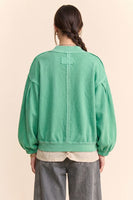 Davi & Dani Ribbed Cropped Bomber Cardigan in Mint