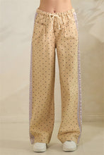 Load image into Gallery viewer, Veveret Polka Dot Pants with Satin Lace Stripes in Khaki

