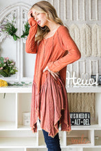 Load image into Gallery viewer, Oli &amp; Hali Mixed Fabric Tunic Top in Brick Shirts &amp; Tops Oli &amp; Hali   
