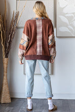 Load image into Gallery viewer, Oli &amp; Hali OVERSIZED Top with Patchwork Detailed Sleeves in Burgundy
