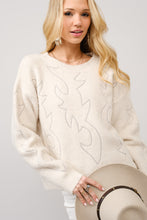 Load image into Gallery viewer, Blue B Western Boot Stitched Knit Sweater in Cream
