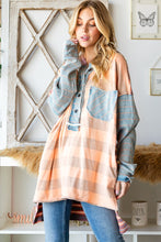 Load image into Gallery viewer, Oli &amp; Hali Mineral Washed Striped Tee with Hood in Dusty Peach Shirts &amp; Tops Oli &amp; Hali   
