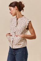 So Me Twill Floral Print Vest in Cream Multi