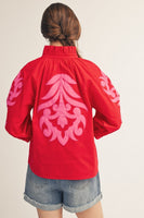 Jodifl Baroque Applique Detail Top in Red