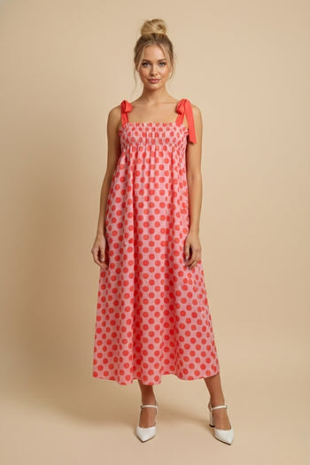 J.nna Polka Dot Maxi Dress in Pink Dot