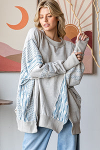 Oli & Hali OVERSIZED Mixed Fabric Sweatshirt in Heather Grey