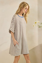 Load image into Gallery viewer, Veveret OVERSIZED Striped T-Shirt Dress in Cream
