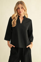 Jodifl Scallop Edge Detail Solid Top in Black