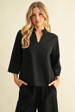 Load image into Gallery viewer, Jodifl Scallop Edge Detail Solid Top in Black
