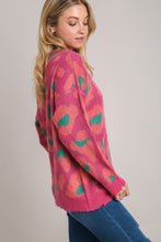 Load image into Gallery viewer, Umgee Leopard Sweater With Destroyed Rib Band Pullover Sweater in Magenta
