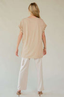 Davi & Dani Lightweight Knit Color Block Top in Taupe Multi FINAL SALE