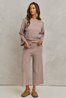 So Me Ribbed Knit Sweater Set in Ash Brown
