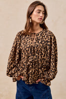 BiBi Lightweight Textured Tiered Top in Leopard