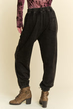 Load image into Gallery viewer, Davi &amp; Dani Mineral Washed Joggers with Rhinestones in Black
