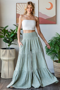 Oli & Hali SMOCKED Waist Wide Leg Pants in Light Blue