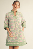 Jodifl Lovely Floral Jacquard Print Dress in Sage