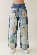 Load image into Gallery viewer, Veveret Digitally Printed Patchwork Denim Pants in Dark Denim
