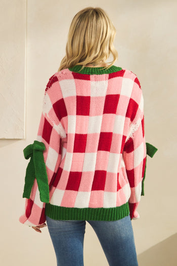 LovLov Blocked Knit Sweater with Side Ribbons in Multi