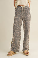 LovLov Luxe Leopard Relaxed Pants With Side Trim in Leopard/Taupe