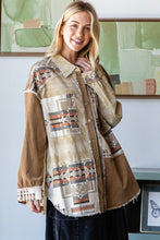 Load image into Gallery viewer, Oli &amp; Hali Mixed Aztec Print Shacket in Mocha
