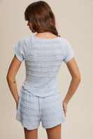 Listicle Textured Ruffle Lace Set in Light Blue