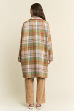 Load image into Gallery viewer, J.nna Multi Color Plaid Midi Coat in Mustard Green
