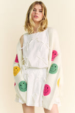 Load image into Gallery viewer, Davi &amp; Dani Open Front Cardigan with Smiley Face Patches in White
