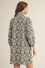 Load image into Gallery viewer, Jodifl Front Half Zip Up Baroque Floral Pattern Dress in Black
