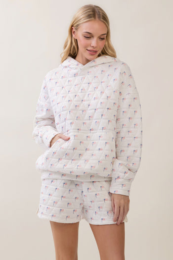 Veveret All-American Quilted Hoodie in White