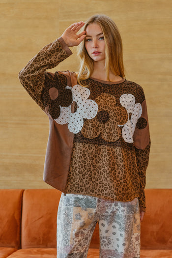 LovLov Untamed Bloom Couture Patchwork Top in Leopard