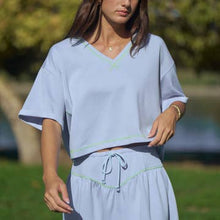 Load image into Gallery viewer, Davi &amp; Dani Soft Knit Cropped Top and Skort Set in Light Blue
