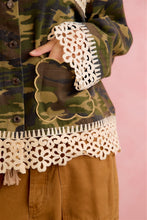 Load image into Gallery viewer, BiBi Boho Lace Trim Camo Shacket in Camouflage
