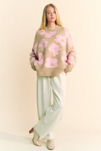 Load image into Gallery viewer, Davi &amp; Dani OVERSIZED Knit Sweater with Floral Print in Beige/Pink
