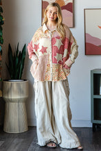 Load image into Gallery viewer, Oli &amp; Hali Mixed Print Button Down Top with Star Patches in Natural
