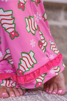 Jess Lea Bow Christmas Treat Ruffle Pajama Set in Pink