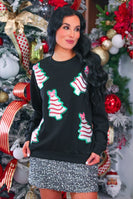 Jess Lea Foil Bow Christmas Treats Luxe Pullover in Black